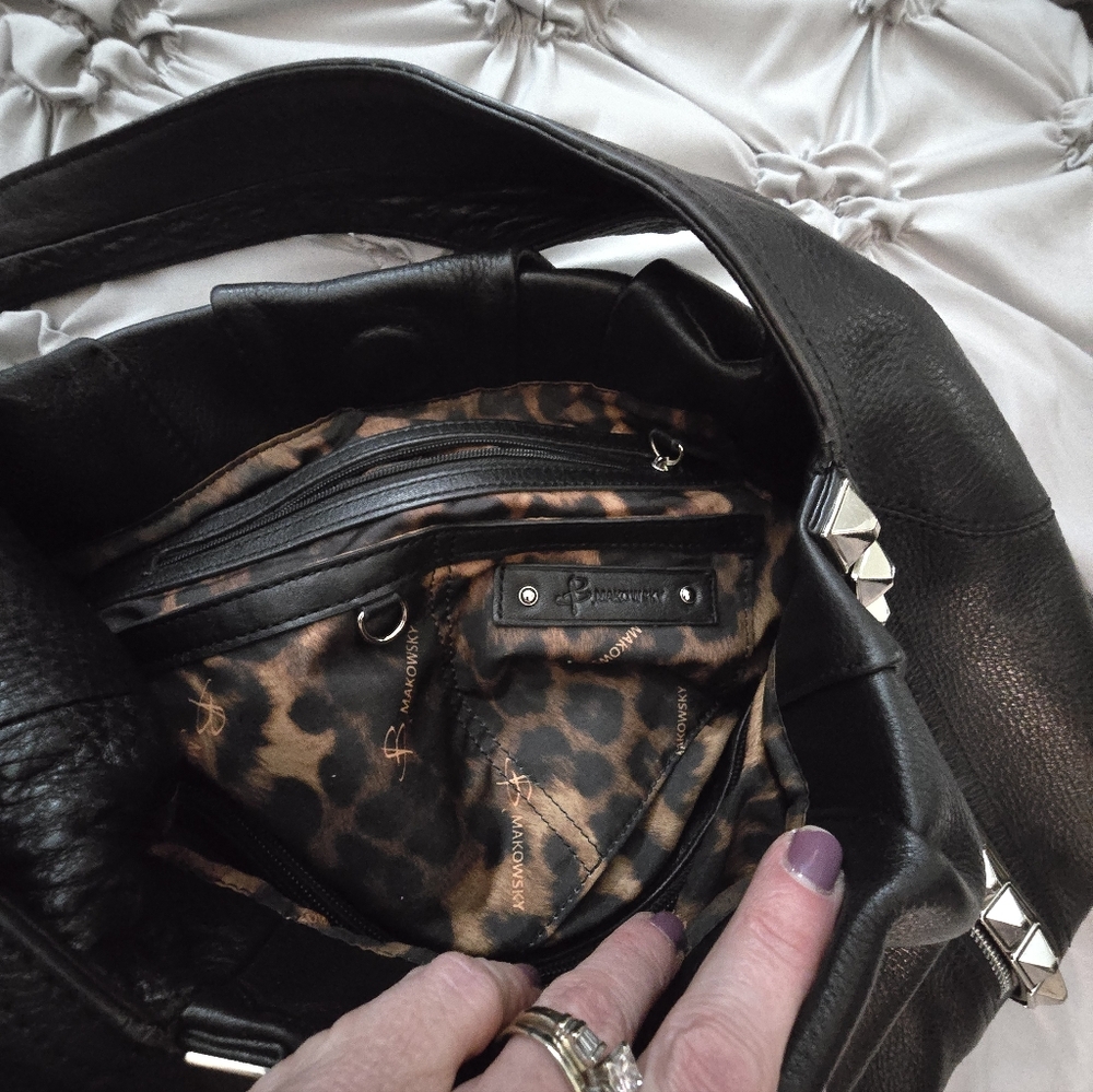 B. MASKOWKY Black Studded Leather Shoulder Bag - Picture 9 of 15